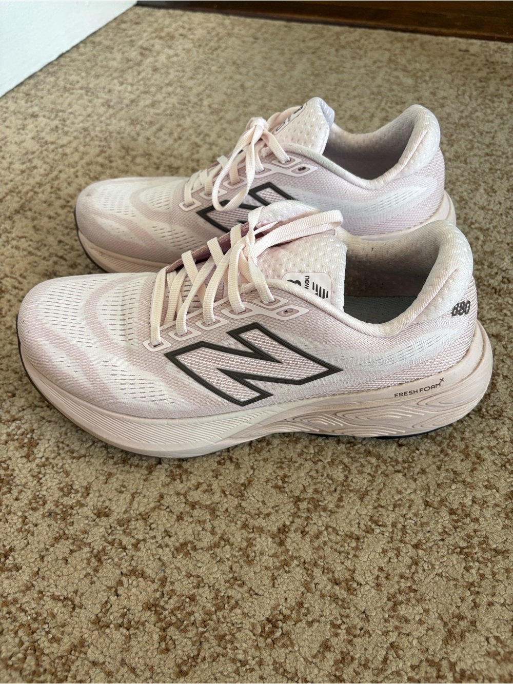 New Balance Women's Light Pink Running Sneakers with Black Logo